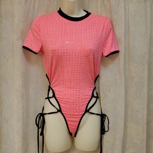 Banjul Pink Rhinestone Bodysuit